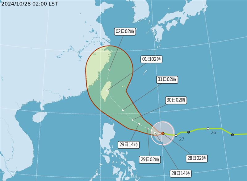 有望颱風假？康芮暴風圈侵襲率「15地飆破90%」　恐登陸這3天影響最劇