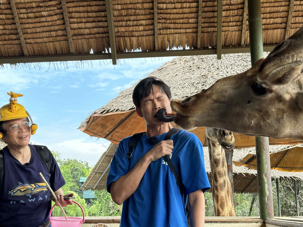 遭長頸鹿強吻、紅毛猩猩熱情偷襲!?黃鐙輝泰國行驚喊：很久沒人對我這樣了