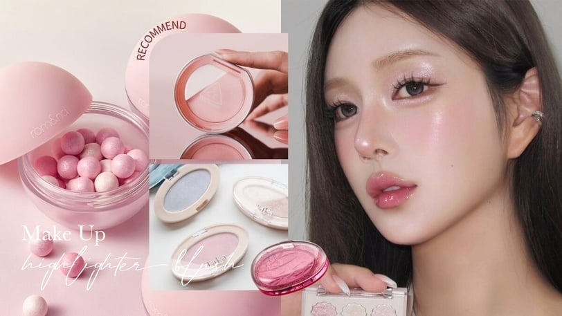 8款韓系高光腮紅推薦！腮紅色+細緻偏光太美，3CE、fwee膨潤水光、這款是神仙美色