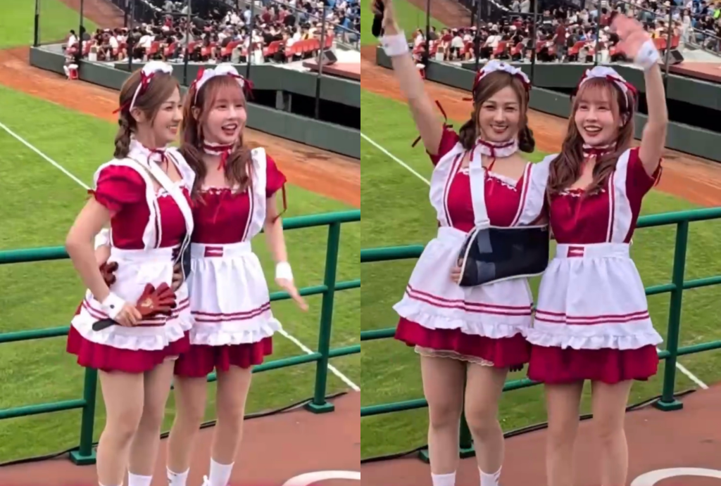 醫囑休3週！樂天女孩穆又甯仍堅持上場應援　崔荷潾暖當「左手」全網心疼