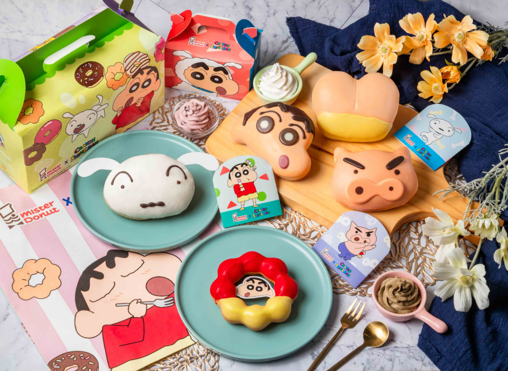 蠟筆小新化身Mister Donut！5款聯名甜甜圈　小白、肥嘟嘟左衛門同步登場